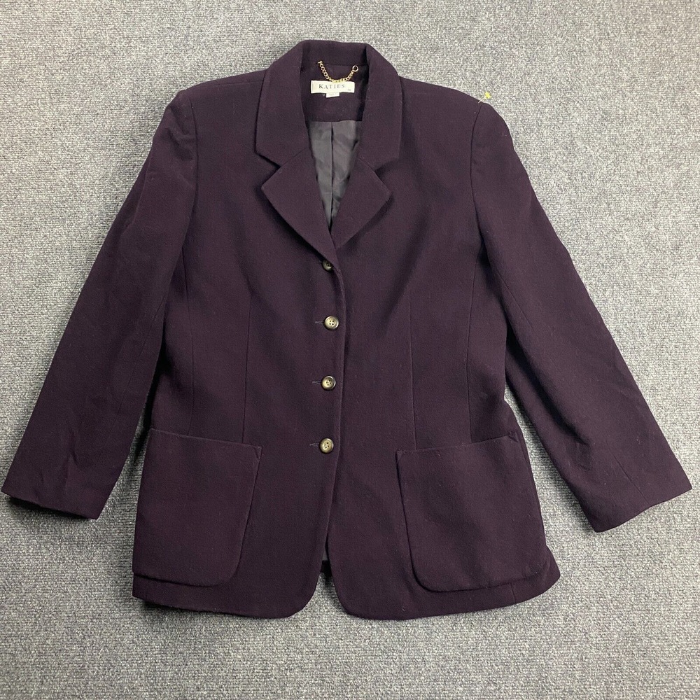 Katies Blazer Women's 14 Purple Coat Outerwear Formal 3 Buttons Wool Blend